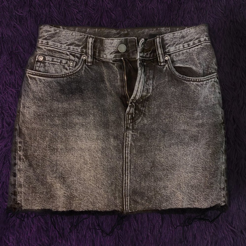 All Saints Black Jean Mini-Skirt